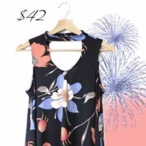 Black Floral Swing Dress